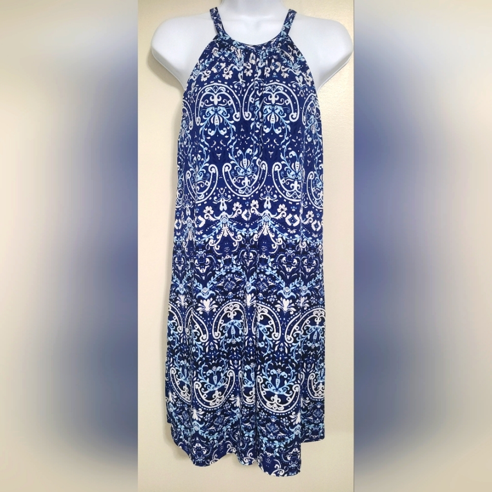 Jones New York Navy and White Halter Sundress